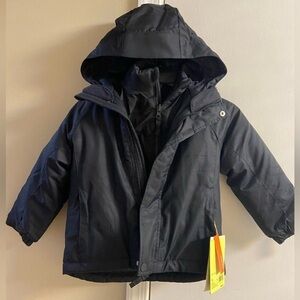 All in Motion Kids Black Puffer Jacket 2 in 1 XS NWT